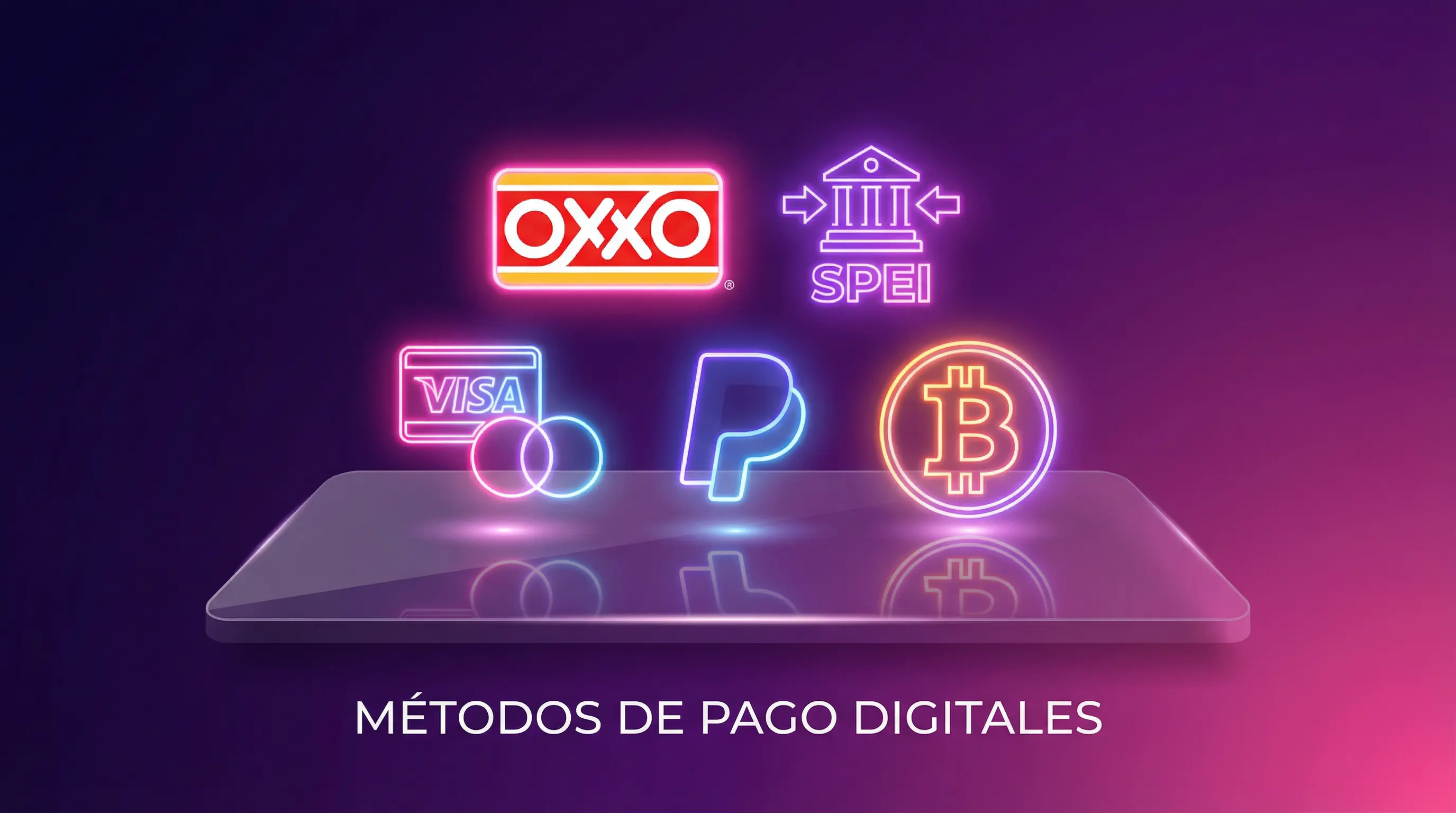 OXXO, SPEI, Visa, Mastercard, Bitcoin
